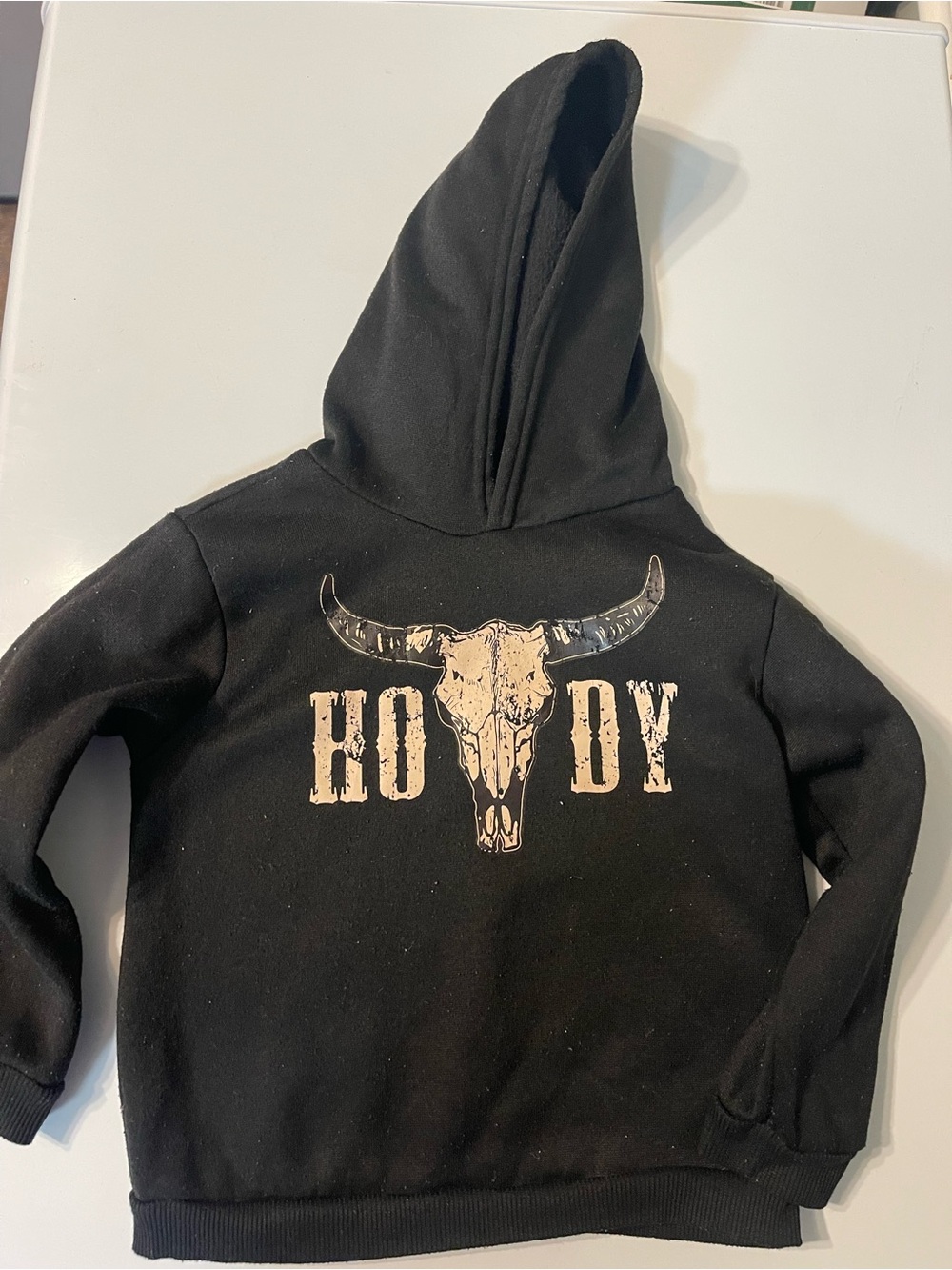 Black 'Howdy' Longhorn Skull Hoodie